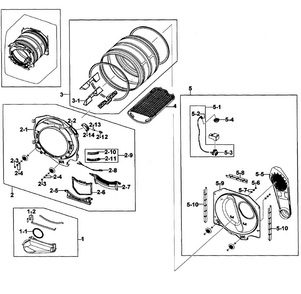 Drum Assy Diagram and Parts List for DV419AGW XAA-0002 Samsung Dryer
