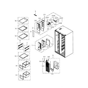 Freezer Diagram and Parts List for RS25H5121SR AA-0001 Samsung Refrigerator