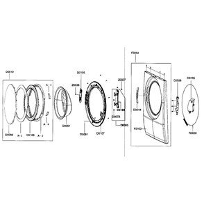 Door Assembly Diagram and Parts List for WF337AAG XAA-00 Samsung Washer
