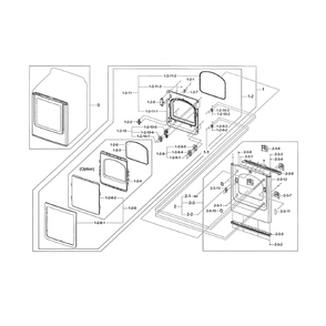 Front Frame / Door Diagram and Parts List for DV45H7000EP A3-0000 Samsung Dryer
