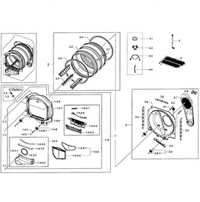 Drum Assy Diagram and Parts List for DV50F9A8EVP A2-01 Samsung Dryer