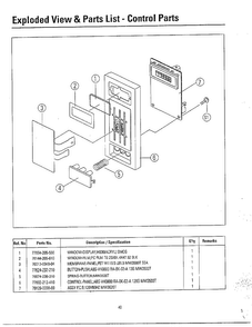 Control Parts Diagram and Parts List for MW3580T XAA Samsung Microwave