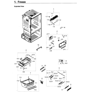 Freezer Diagram and Parts List for RF23HCEDBSR AA-0011 Samsung Refrigerator