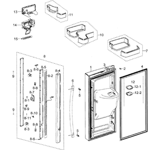 Part Location Diagram of DA97-06521C Samsung Dispenser Cover Assembly
