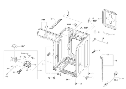 Frame Assy Diagram and Parts List for 40249032010  Kenmore Washer