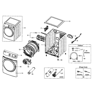 Main Assembly Diagram and Parts List for DV435GTGJWR A1-01 Samsung Dryer