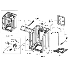 Cabinet Assembly Diagram and Parts List for WF363BTBEUF A2-01 Samsung Washer