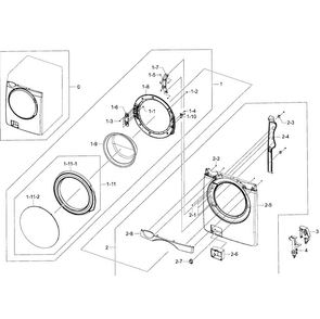 Front/door Assy Diagram and Parts List for WF395BTPAWR A2-0001 Samsung Washer