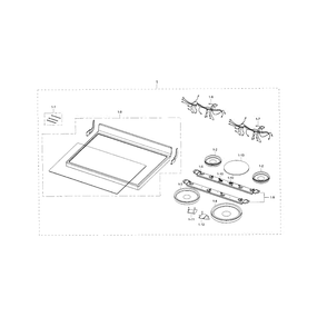 Cooktop Diagram and Parts List for NE59J3420SB AA-0002 Samsung Range