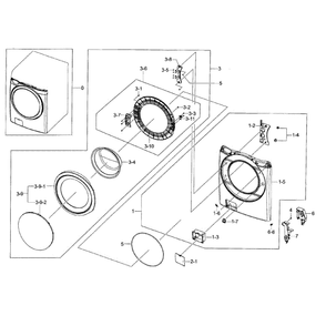 Frame Front And Door Diagram and Parts List for WF42H5200AW A2-0000 Samsung Washer