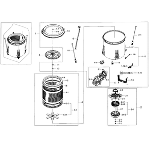 Tub Assembly Diagram and Parts List for WA48H7400AP A2-02 Samsung Washer