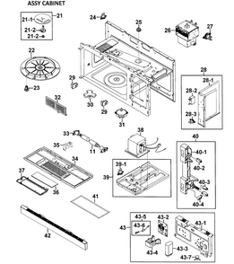 Cabinet 2 Assy Diagram and Parts List for SMH8165ST XAA-0001 Samsung Microwave