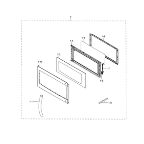 Door Diagram and Parts List for ME16H702SEB AA-01 Samsung Microwave
