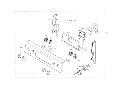 Control Panel Diagram and Parts List for NE59J7850WS AA-0001 Samsung Range