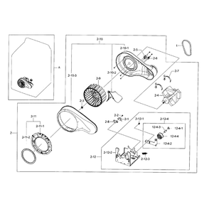 Motor Duct Diagram and Parts List for DV45H7200GW A2-0000 Samsung Dryer