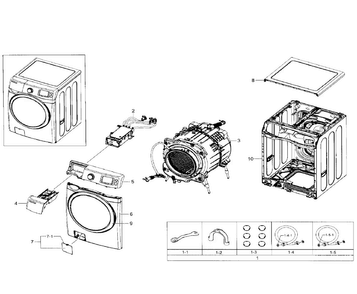 Main Asy Diagram and Parts List for WF511ABW XAA-0000 Samsung Washer