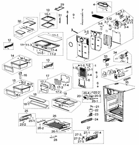 Refrigerator Diagram and Parts List for RF268ACBP XAA-0000 Samsung Refrigerator