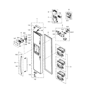 Freezer Door Diagram and Parts List for RS25H5121SR AA-0001 Samsung Refrigerator