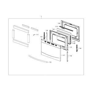 Door Diagram and Parts List for NX58F5500SW AA-0000 Samsung Range