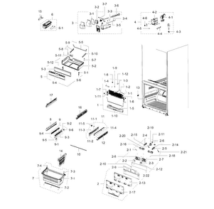 Freezer Diagram and Parts List for RFG237AARS XAA-0002 Samsung Refrigerator