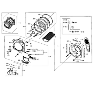 Drum Assy Diagram and Parts List for DV448AEP XAA-0002 Samsung Dryer