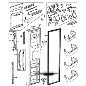 Left Door Diagram and Parts List for RS2630SW XAA-0000 Samsung Refrigerator