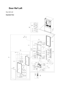 Left Refrigerator Door Parts Diagram and Parts List for RF30BB69006M AA-00 Samsung Refrigerator