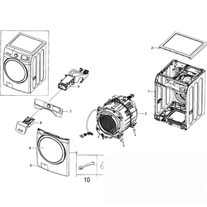 Main Assembly Diagram and Parts List for WF42H5200AP A2-0000 Samsung Washer
