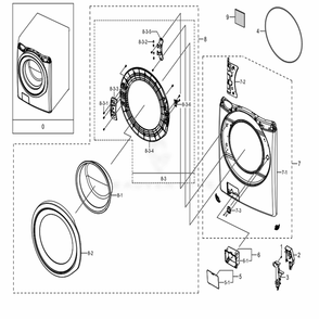 Assembly Front Parts Diagram and Parts List for WF45N5300AW (US)(0000) Samsung Washer