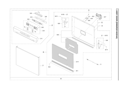 Door Assembly Diagram and Parts List for DW60R2014US AA-00 Samsung Dishwasher