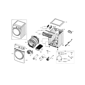 Main Assembly Diagram and Parts List for DV433GTGJWR A1-0000 Samsung Dryer