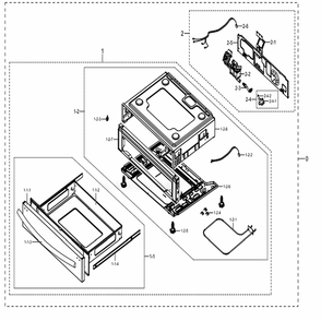 Assembly Drawer Diagram and Parts List for NX58M6650WS (AA)(0001) Samsung Range