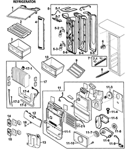 Refrigerator Diagram and Parts List for RS275ACRS XAA-0000 Samsung Refrigerator
