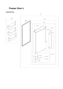 Left Freezer Door Parts Diagram and Parts List for RF24J9960S4 AA-06 Samsung Refrigerator