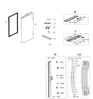 Door Left Diagram and Parts List for RF260BEAESR AA-0001 Samsung Refrigerator
