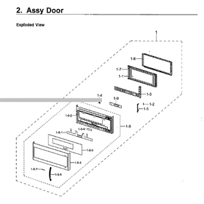 Door Diagram and Parts List for ME21K7010DS A2-00 Samsung Microwave Oven Combo