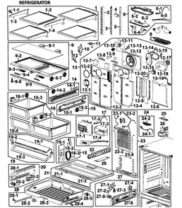 Refrigerator Diagram and Parts List for RF266AASH XAA-0000 Samsung Refrigerator