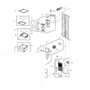 Freezer Diagram and Parts List for RS22HDHPNBC AA-0000 Samsung Refrigerator