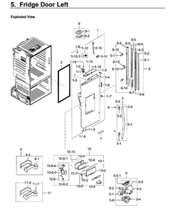 Fridge Door L Diagram and Parts List for RF23HCEDBSR AA-0011 Samsung Refrigerator