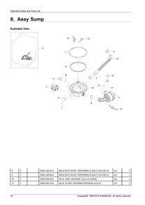 Sump Assembly Diagram and Parts List for DW80R9950UG AA-01 Samsung Dishwasher