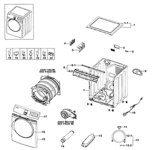 Main Assy Diagram and Parts List for DV409AER XAA-0001 Samsung Dryer