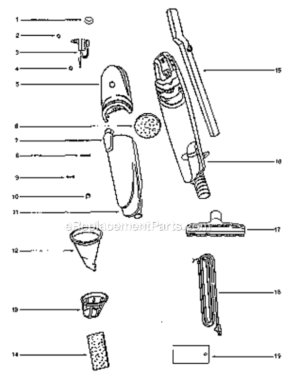 Page A Diagram and Parts List for S288A  Sanitaire Upright Vacuum