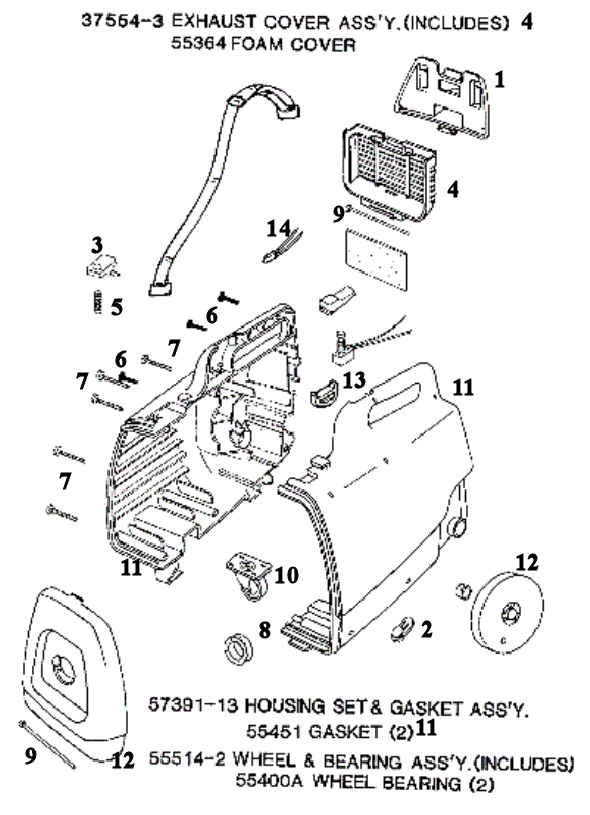 Page B Diagram and Parts List for S3191B  Sanitaire Canister Vacuum