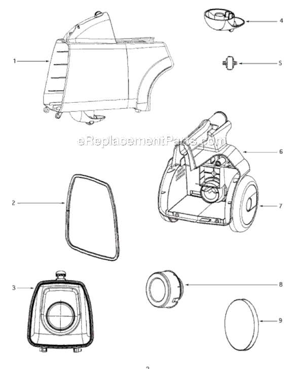 Page B Diagram and Parts List for S3686B  Sanitaire Canister Vacuum