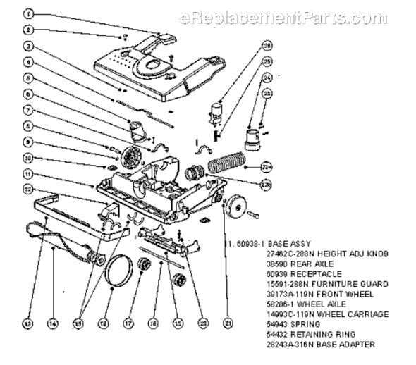 Page B Diagram and Parts List for S4170AT-1  Sanitaire Upright Vacuum