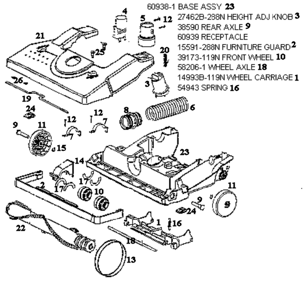 Page B Diagram and Parts List for S4170AT  Sanitaire Upright Vacuum