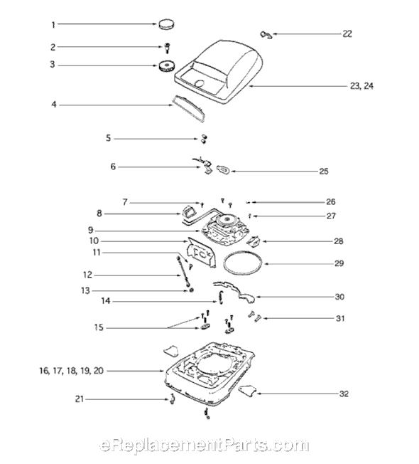 Page D Diagram and Parts List for S607D-1  Sanitaire Upright Vacuum