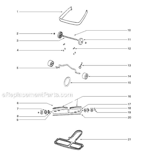 Page B Diagram and Parts List for S607D  Sanitaire Upright Vacuum