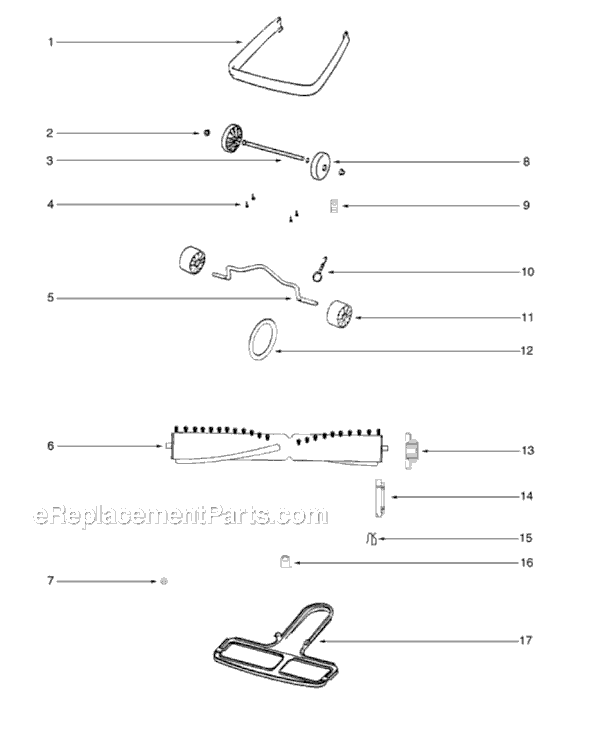Page A Diagram and Parts List for S634A-1  Sanitaire Upright Vacuum