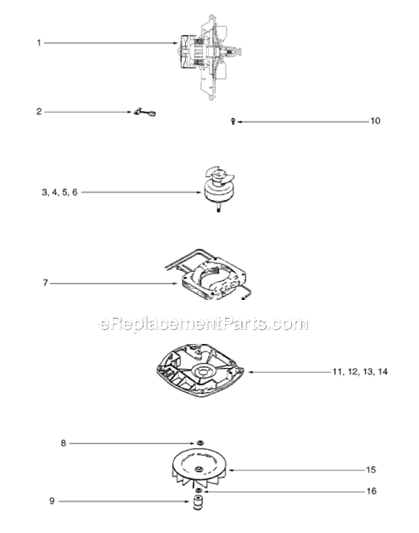 Page D Diagram and Parts List for S634B  Sanitaire Upright Vacuum